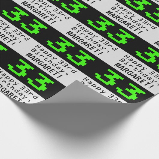 33番目の誕生日- Nerdy/オタク系のスタイル「33」と名前 ラッピングペーパー (角)