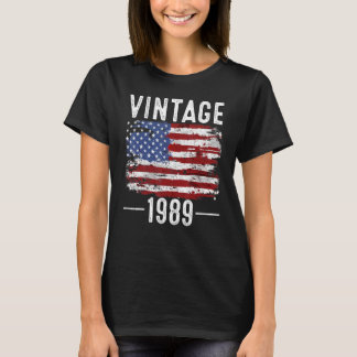 33誕生日アメリカ国旗ヴィンテージアメリカ国旗1989 Tシャツ