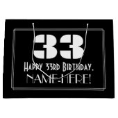 33誕生日インスパイア~アールデコルック"33" +名前 ラージペーパーバッグ (正面)