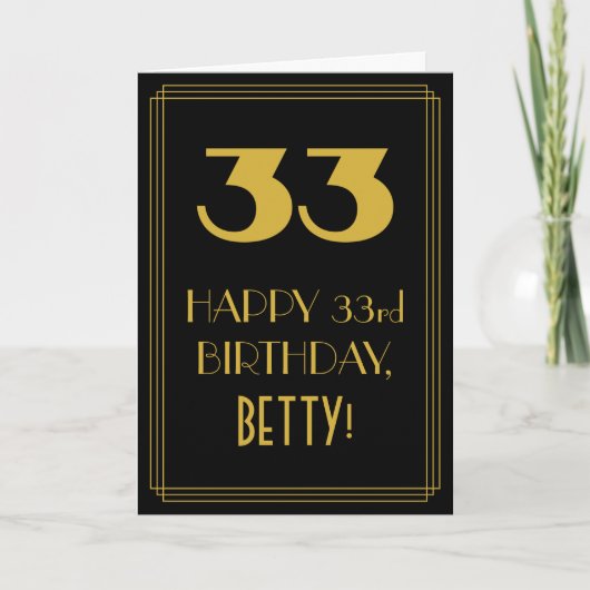 33誕生日インスパイア~アールデコ「33」の外観と名前 カード (正面)
