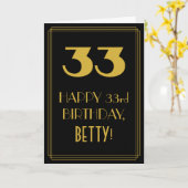 33誕生日インスパイア~アールデコ「33」の外観と名前 カード (黄色い花)