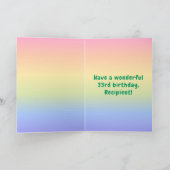 33誕生日カラフル：レインボー# 33,名前をカスタムする カード (内部)