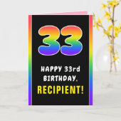 33誕生日カラフル：レインボー# 33,名前をカスタムする カード (黄色い花)