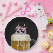 33誕生日ビールオンブラック ペーパープレート (パーティー)