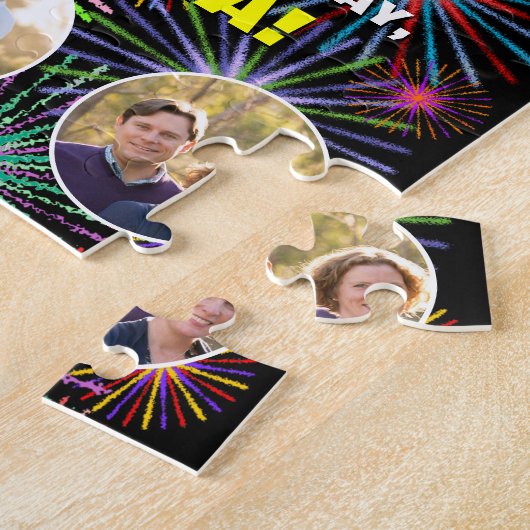 33誕生日:おもしろいレインボー#,名前をカスタムする+写真 ジグソーパズル (側面)