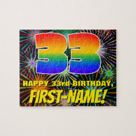 33誕生日:おもしろい、お祝カラフルい花火 ジグソーパズル