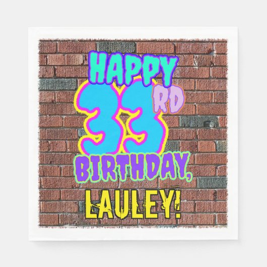 33誕生日~おもしろい、アーバングラフィティインスパイアルック スタンダードランチョンナプキン (正面)