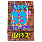 33誕生日:おもしろい、アーバングラフィティインスパイアルック ミディアムペーパーバッグ (正面)