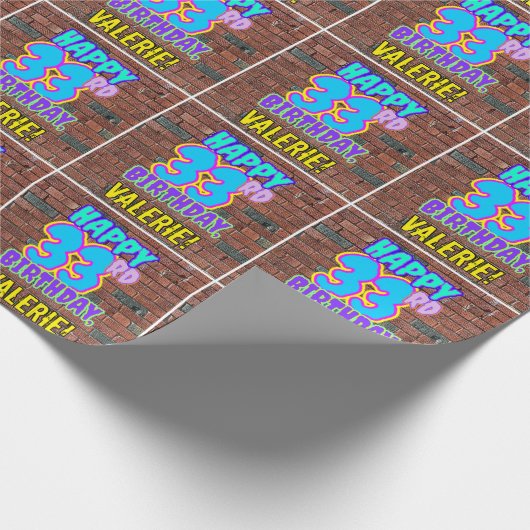 33誕生日:おもしろい、アーバングラフィティインスパイアルック ラッピングペーパー (角)