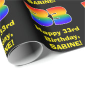 33誕生日:おもしろい、カラフルレインボーインスパイア# 33 ラッピングペーパー (ロールコーナー)