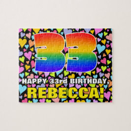 33誕生日—おもしろい、愛するハートシェイプ+「33」 ジグソーパズル