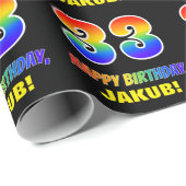 33誕生日:はっきりした,おもしろい,シンプル虹, 33 ラッピングペーパー (ロールコーナー)