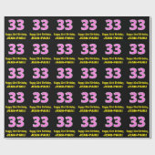 33誕生日：ピンクストライプのハートと33" +名前 ラッピングペーパー (フラット)