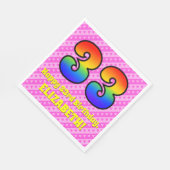 33誕生日:ピンクストライプのハート、レインボー# 33 スタンダードランチョンナプキン (角)