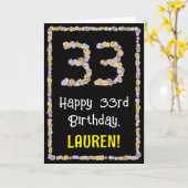 33誕生日:フローラ花数名前をカスタムする カード (黄色い花)