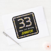 33誕生日:フローラ花数名前をカスタムする スクエアシール (封筒)