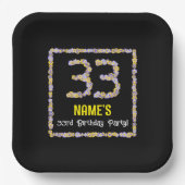 33誕生日:フローラ花数名前をカスタムする ペーパープレート (正面)