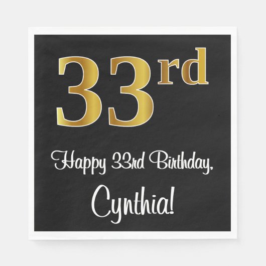 33誕生日~ラグジュアリーエレガントなフェイク金ゴールドルック# スタンダードランチョンナプキン (正面)
