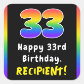 33誕生日: Rainbow Spectrum # 33,名前をカスタムする スクエアシール (正面)