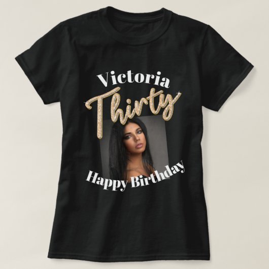 330th誕生日の写真スクリプトゴールデンシルバー tシャツ (デザイン正面)