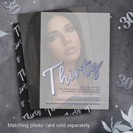 330th誕生日シルバースクリプト文字オーバーレイ ベラム紙招待状