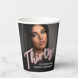 330th誕生日フォトスクリプトグリッターピンク 紙コップ