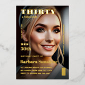 330th Birthday Magazine誌のエレガント金ゴールド 箔招待状 (正面)