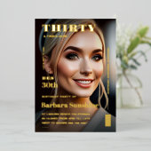 330th Birthday Magazine誌のエレガント金ゴールド 箔招待状 (立ち正面)