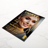 330th Birthday Magazine誌のエレガント金ゴールド 箔招待状 (回転した状態)