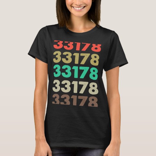 33178レトロ郵便番号33178 Tシャツ (正面)
