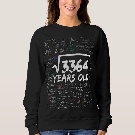 3364 58th数学誕生日の平方根 スウェットシャツ (正面)