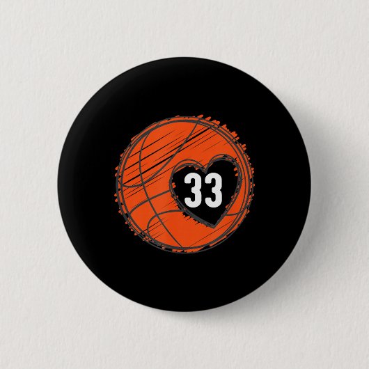 33 ナンバー33 - 野球 グラフィック スローガン ボール 野球 かわいい 缶バッジ (正面)