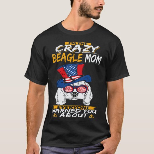 33 ビーグル大好き!クレイジーなビーグルママ Tシャツ (正面)