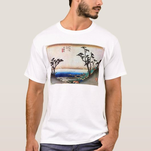 33.白須賀宿、広重白洲宿広重、浮世絵 Tシャツ (正面)