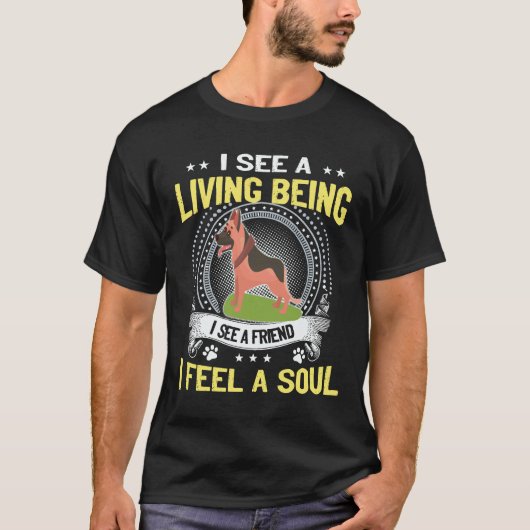 33 私は生きている存在を見る 私は友達を見る 私は〜を感じる Tシャツ (正面)
