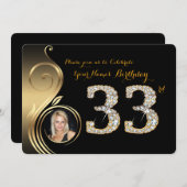 33,誕生日招待状，数字，写真2 招待状 (正面/裏面)