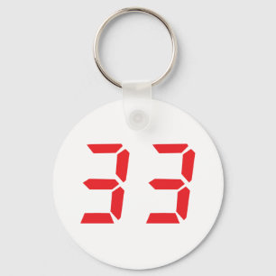 33 33の赤の目覚し時計のデジタルnumbr キーホルダー