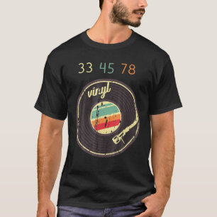 33 45 78ヴィンテージレトロビニールレコードターンテーブルDJ Tシャツ