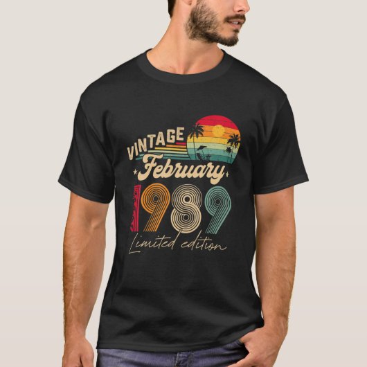 33rd誕生日ギフト男性ヴィンテージ1989年2月33アイ tシャツ (正面)