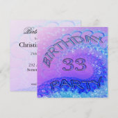 33rd誕生日パーティーの招待、抽象芸術とバブ 招待状 (正面/裏面)