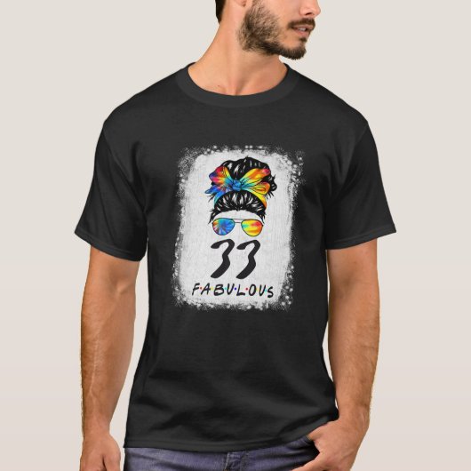 33rd誕生日素晴らしい女の子絞り染めメッシーバン33Y Tシャツ (正面)