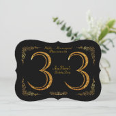 33rd,誕生日パーティー33rd,ギャツビー素晴らし,ブラック&金ゴールド 招待状 (スタンド正面)