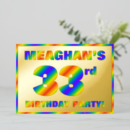 33rd Birthday Party —おもしろい、レインボースペクトル「33」 箔招待状
