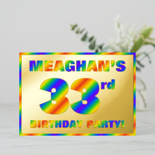 33rd Birthday Party —おもしろい、レインボースペクトル「33」 箔招待状