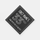 33rd Birthday Party:アールデコスタイル+名前をカスタムする スタンダードランチョンナプキン (角)