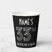 33rd Birthday Party:アールデコスタイル+名前をカスタムする 紙コップ (裏面)