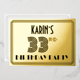 33rd Birthday Party —アールデコスタイル「33」 & Name 箔招待状