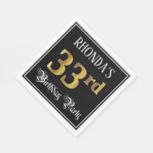 33rd Birthday Party – スクリプファンシート、フェイク金ゴールド・ルック スタンダードランチョンナプキン (角)