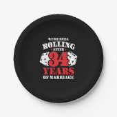 34おもしろい周年記念結婚したカップル34年 ペーパープレート (正面)