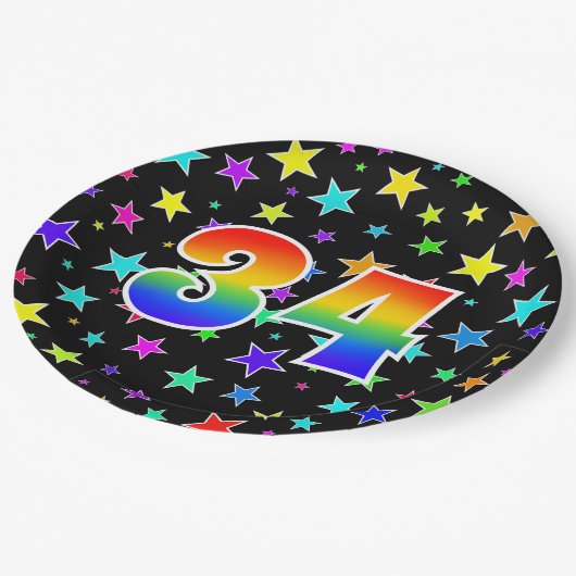 34イベントはっきりした:,おもしろい,カラフル Rainbow 34 ペーパープレート (アングル)